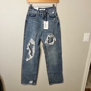 NWT DOGMA Boutique Distressed Denim Relaxed Fit Jeans Size 1/24